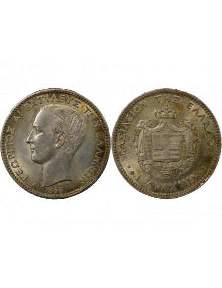 Grèce George I de Grèce 1 Drachme Argent 1868