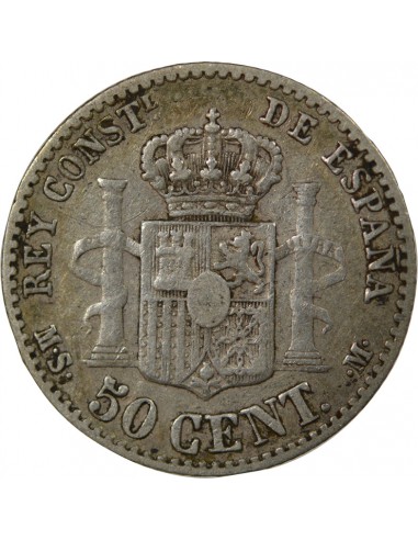 Espagne Alphonse XII d'Espagne 50 Centimos Argent 1880 AI Madrid