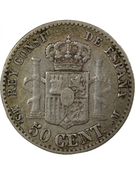 Espagne Alphonse XII d'Espagne 50 Centimos Argent 1880 AI Madrid