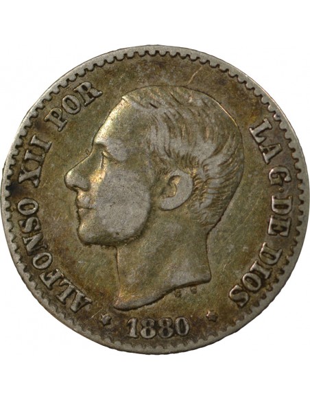Espagne Alphonse XII d'Espagne 50 Centimos Argent 1880 AI Madrid