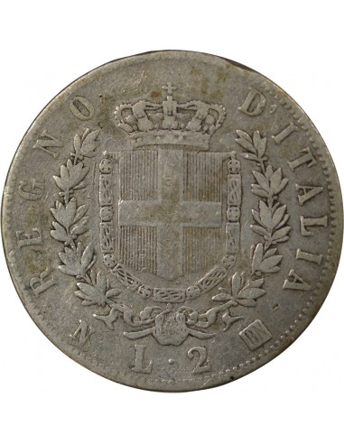 Italie Victor Emmanuel II 2 lire Argent 1863 Naples