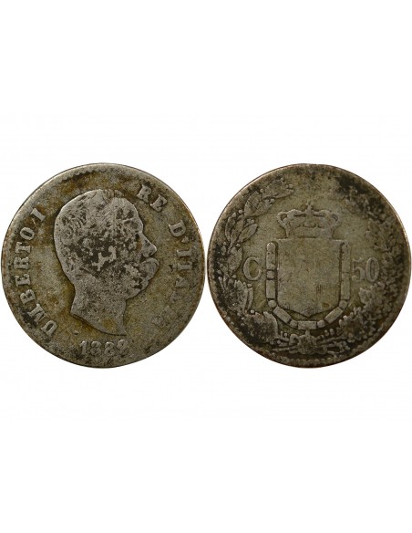 ITALIE, HUMBERT Ier - 50 CENTESIMI ARGENT - 1899 R ROME