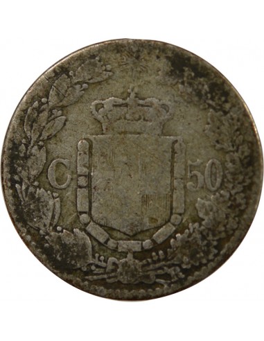 ITALIE, HUMBERT Ier - 50 CENTESIMI ARGENT - 1899 R ROME