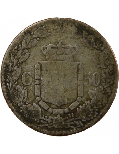 ITALIE, HUMBERT Ier - 50 CENTESIMI ARGENT - 1899 R ROME