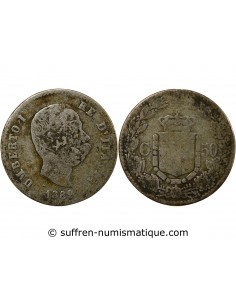 ITALIE, HUMBERT Ier - 50 CENTESIMI ARGENT - 1899 R ROME