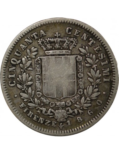 Italie Victor Emmanuel II 50 centesimi Argent 1860 Florence