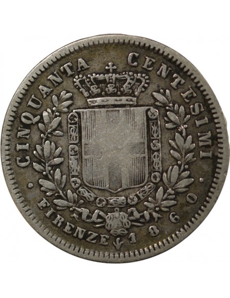 Italie Victor Emmanuel II 50 centesimi Argent 1860 Florence
