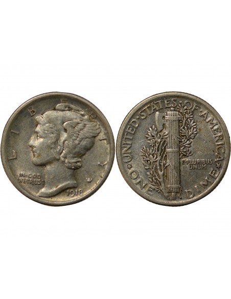 USA 10 cents Argent 1918 Philadelphie