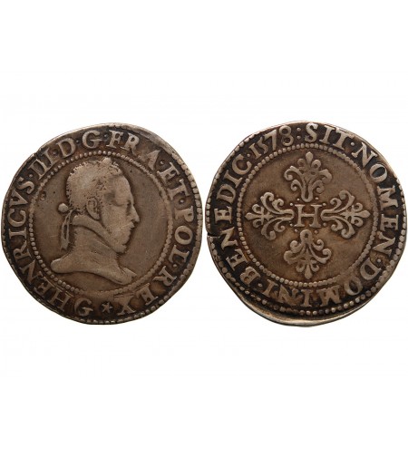 HENRI III - FRANC ARGENT 1578 G POITIERS