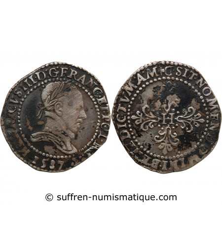 HENRI III - 1/2 FRANC ARGENT 1587 D LYON