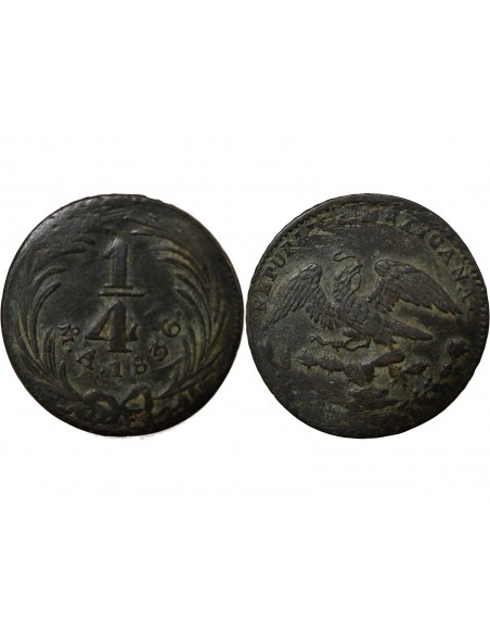 Mexique 1/4 Real Cuivre 1836 Mo Mexico City