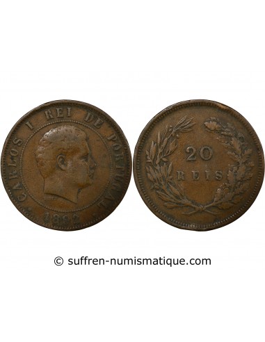 Portugal Carlos Ier 20 reis Bronze 1892 Lisbonne