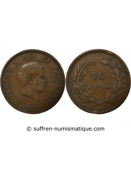 Portugal Carlos Ier 20 reis Bronze 1892 Lisbonne