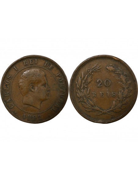 Portugal Carlos Ier 20 reis Bronze 1892 Lisbonne