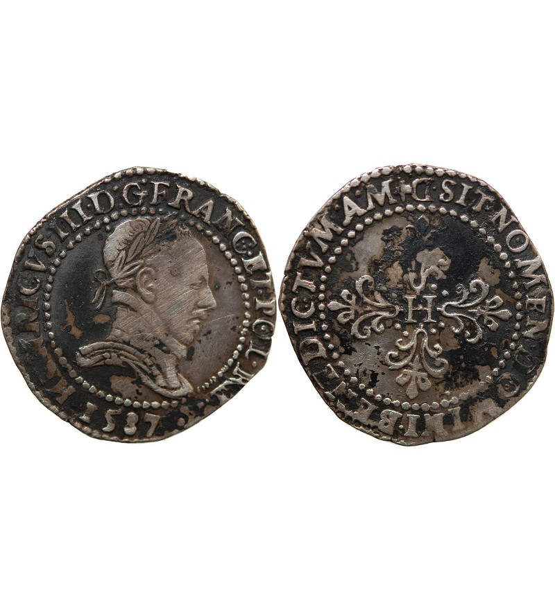 HENRI III - 1/2 FRANC ARGENT 1587 D LYON