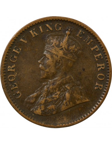 Inde George V, Roi d'Angleterre, Empereur des Indes 1/4 Anna Cuivre 1913 Calcutta