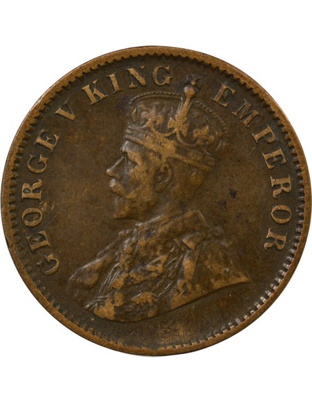 Inde George V, Roi d'Angleterre, Empereur des Indes 1/4 Anna Cuivre 1913 Calcutta