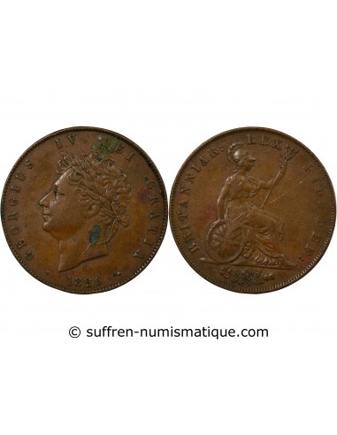 Grande Bretagne George IV, Roi de Grande-Bretagne et d´Irlande 1/2 penny Cuivre 1826
