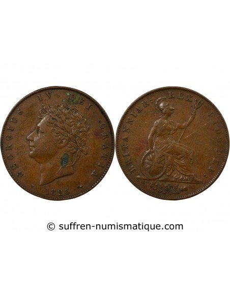 Grande Bretagne George IV, Roi de Grande-Bretagne et d´Irlande 1/2 penny Cuivre 1826