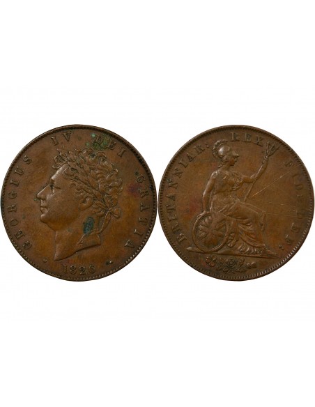 Grande Bretagne George IV, Roi de Grande-Bretagne et d´Irlande 1/2 penny Cuivre 1826