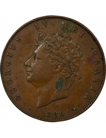 Grande Bretagne George IV, Roi de Grande-Bretagne et d´Irlande 1/2 penny Cuivre 1826