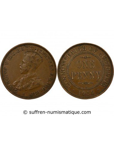 Australie George V, Roi d'Angleterre, Empereur des Indes 1 penny Bronze 1916 Calcutta