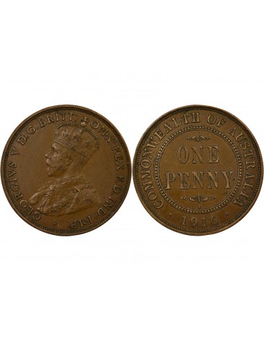 Australie George V, Roi d'Angleterre, Empereur des Indes Penny Bronze 1916 Calcutta