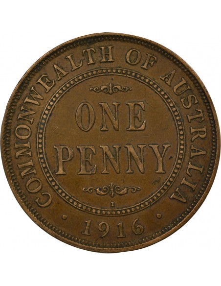 Australie George V, Roi d'Angleterre, Empereur des Indes 1 penny Bronze 1916 Calcutta
