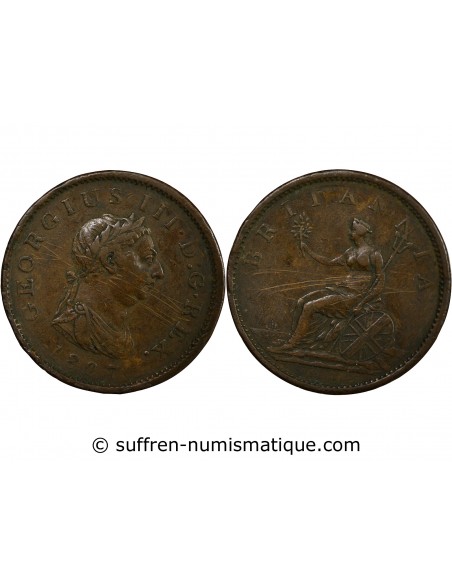 Grande Bretagne George III, Roi de Grande-Bretagne et d´Irlande Penny Cuivre 1807