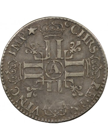 LOUIS XIV﻿ - 1/4 ECU ARGENT AUX HUIT L 1691 A PARIS - Réformation
