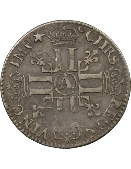 LOUIS XIV﻿ - 1/4 ECU ARGENT AUX HUIT L 1691 A PARIS - Réformation
