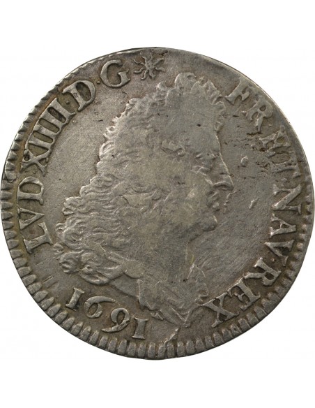 LOUIS XIV﻿ - 1/4 ECU ARGENT AUX HUIT L 1691 A PARIS - Réformation