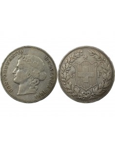 SUISSE - 5 FRANCS ARGENT 1891 BERNE 2