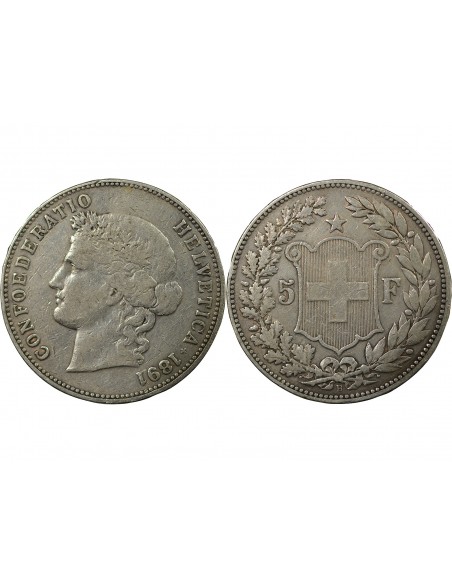SUISSE - 5 FRANCS ARGENT 1891 BERNE