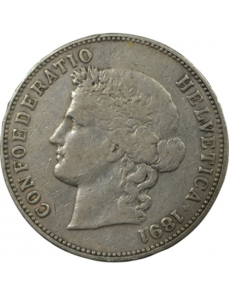 SUISSE - 5 FRANCS ARGENT 1891 BERNE