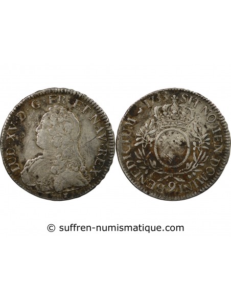 LOUIS XV - ECU AUX BRANCHES D'OLIVIER 1733 9 RENNES