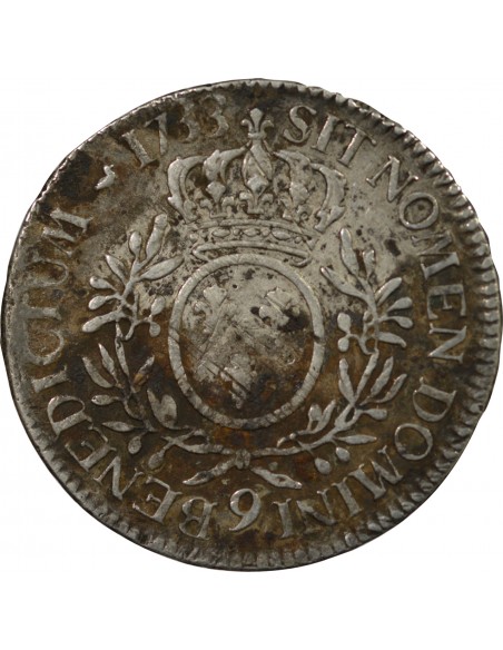 LOUIS XV - ECU AUX BRANCHES D'OLIVIER 1733 9 RENNES