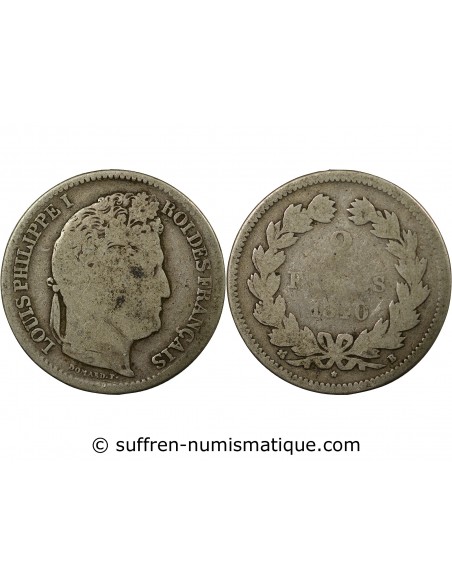LOUIS PHILIPPE﻿ - 2 FRANCS ARGENT 1840 B ROUEN