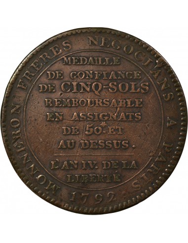 5 sols Cuivre 1792 Birmingham
