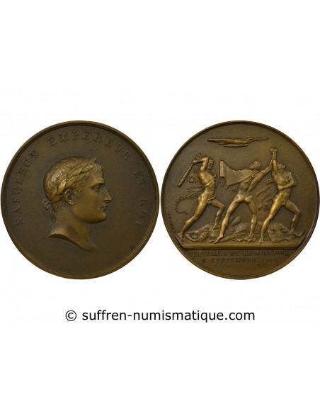 NAPOLEON I, BATAILLE DE LA MOSKOWA, 1812 - MÉDAILLE BRONZE REFRAPPE