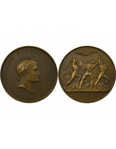 NAPOLEON I, BATAILLE DE LA MOSKOWA, 1812 - MÉDAILLE BRONZE REFRAPPE