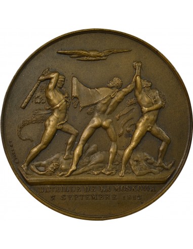 NAPOLEON I, BATAILLE DE LA MOSKOWA, 1812 - MÉDAILLE BRONZE REFRAPPE