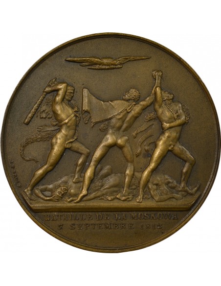 NAPOLEON I, BATAILLE DE LA MOSKOWA, 1812 - MÉDAILLE BRONZE REFRAPPE