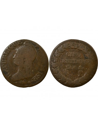 5 centimes Cuivre L'AN 8 BB Strasbourg