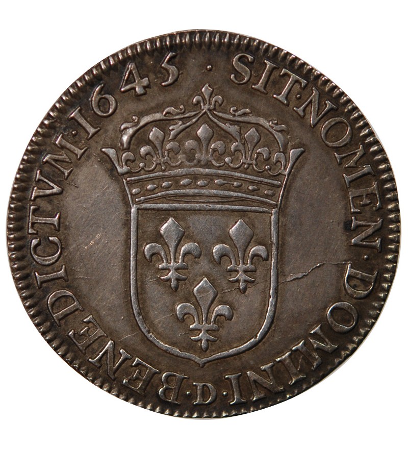 Louis XIV 01-avr ecu Argent 1645 D Lyon