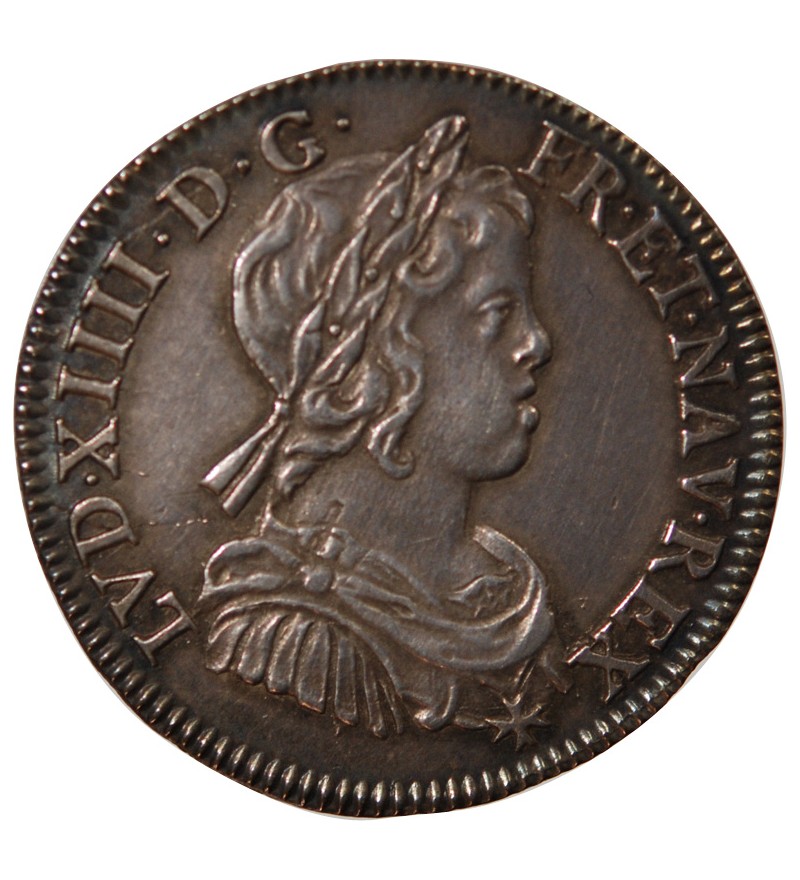 Louis XIV 01-avr ecu Argent 1645 D Lyon