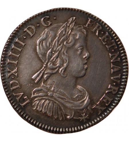 Louis XIV 01-avr ecu Argent 1645 D Lyon