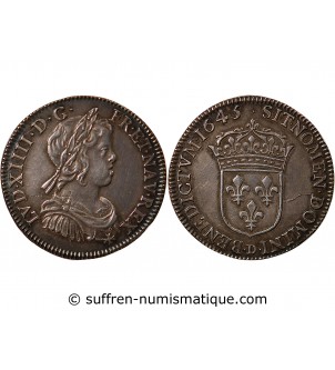 Louis XIV 01-avr ecu Argent 1645 D Lyon