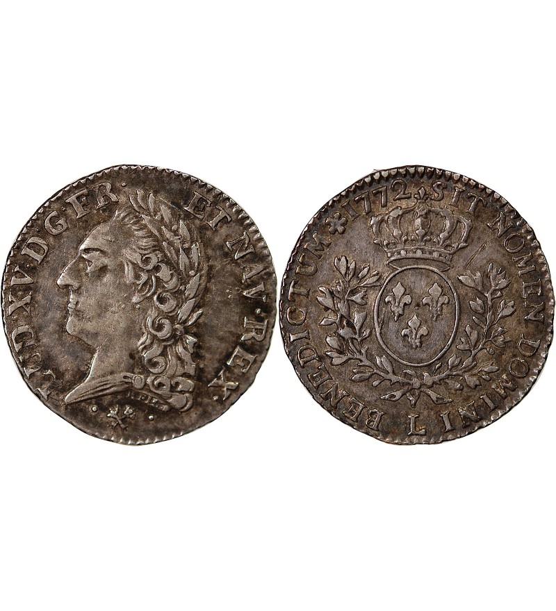 Louis XV 01-mai ecu Argent 1772 L Bayonne