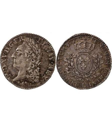 Louis XV 01-mai ecu Argent 1772 L Bayonne